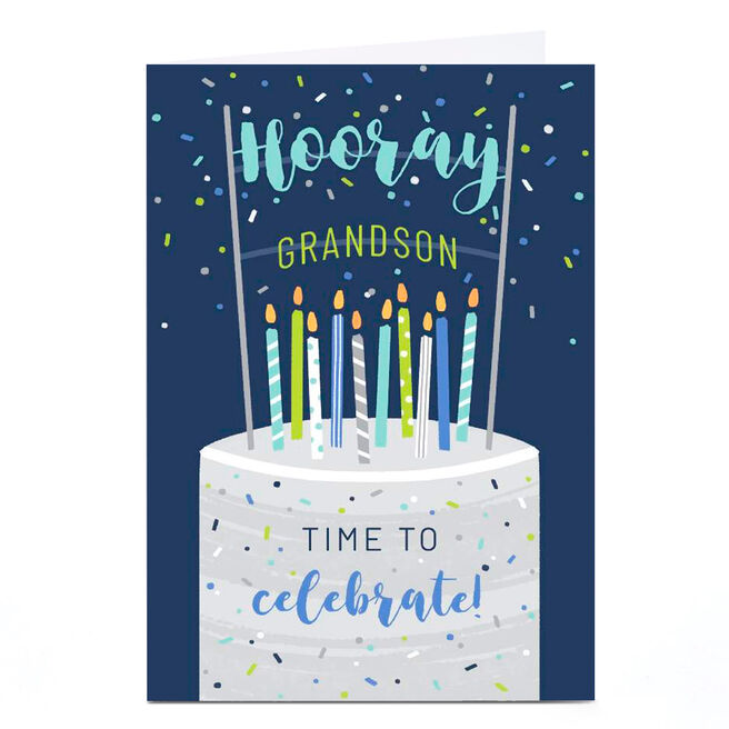 Personalised Birthday Card - Time To Celebrate Cake, Grandson