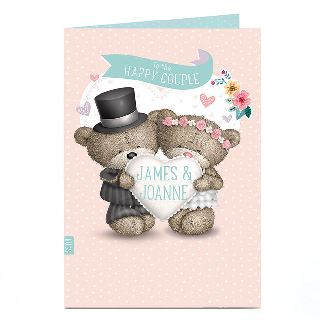 Personalised Hugs Bear Wedding Card - Bride & Groom