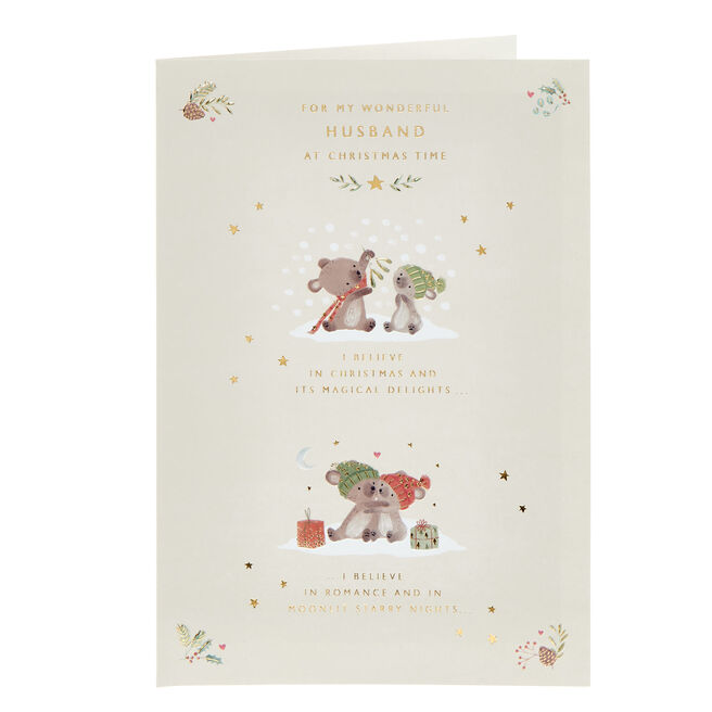 Husband I Believe In Bears Christmas Card