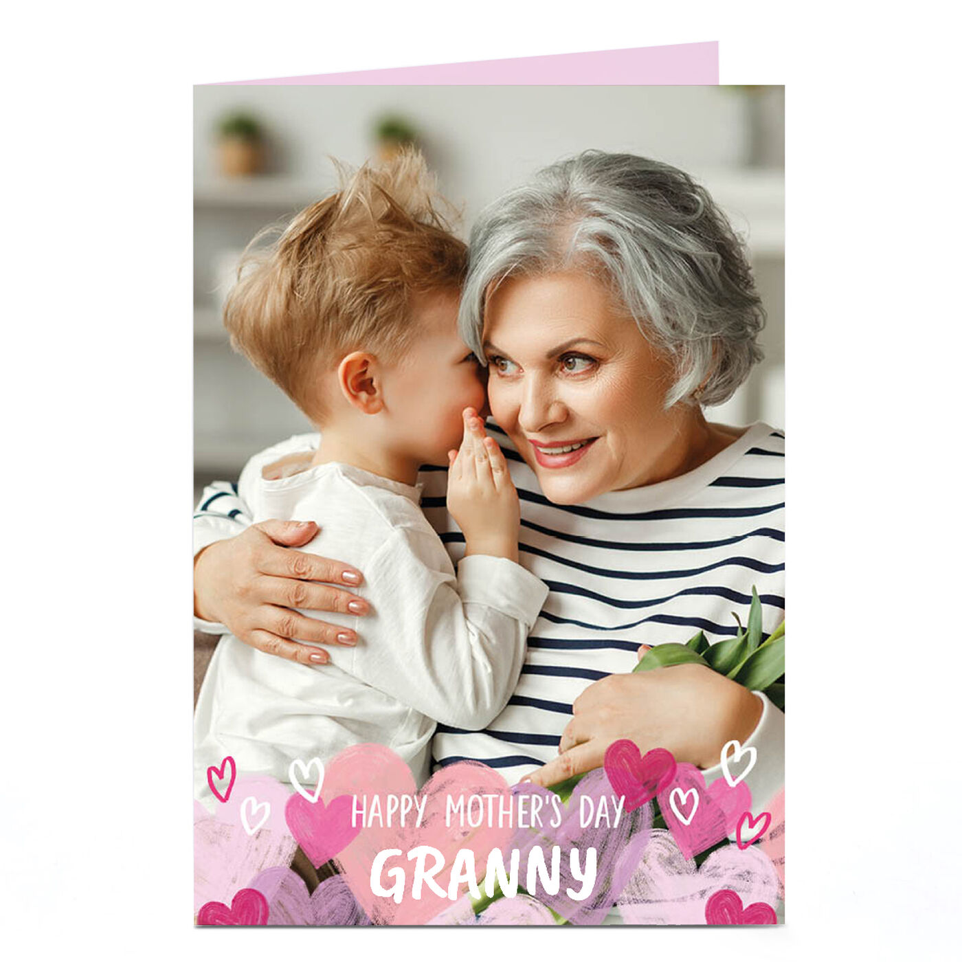 Buy Personalised Mothers Day Card Full Photo With Hearts Below 