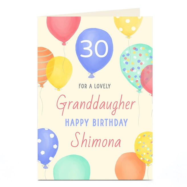 Personalised Birthday Card - Lovely Balloons, Editable Age