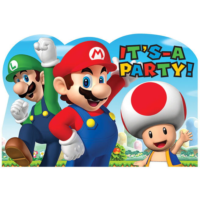 Super Mario Party Invitations - Pack of 8