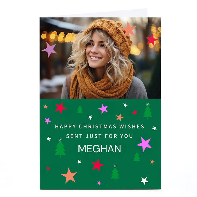 Photo Christmas Card - Christmas Wishes Sent Just For You, Any Name