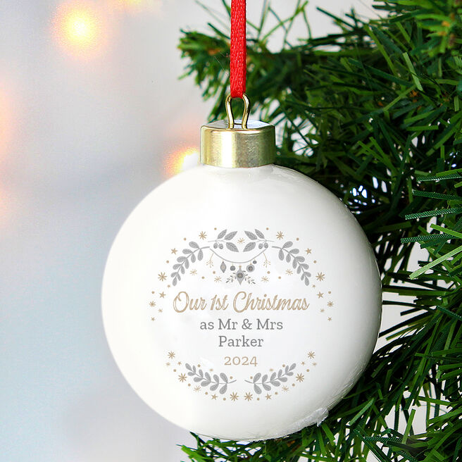 Personalised Our 1st Christmas Ceramic Bauble