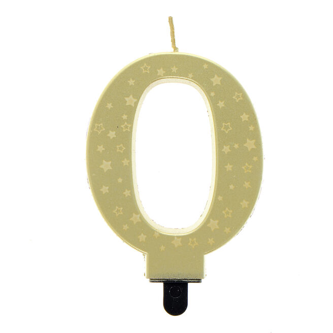 Gold Starry Number 0 Cake Candle