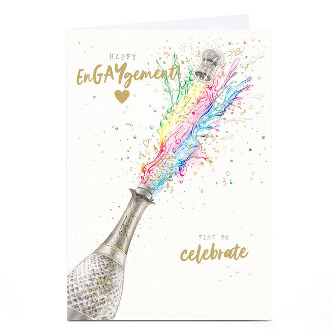 Personalised Engagement Card - Happy EnGAYgement Popped Cork