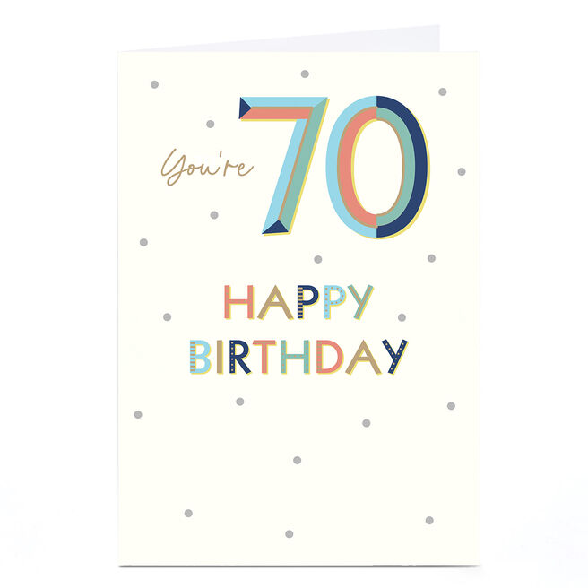 Personalised 70th Birthday Card - You're 70 Silver Dots