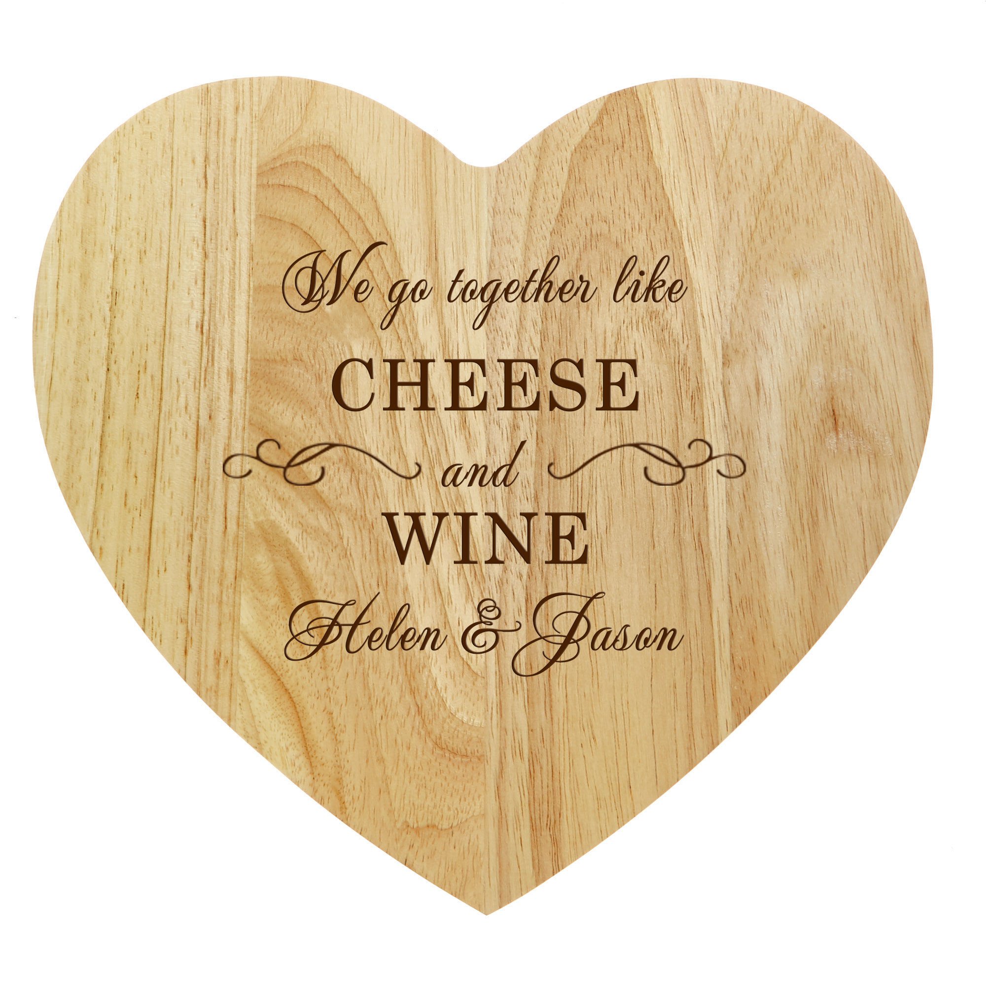 Buy Personalised Engraved Heart-Shaped Wooden Cheeseboard Set - Like ...