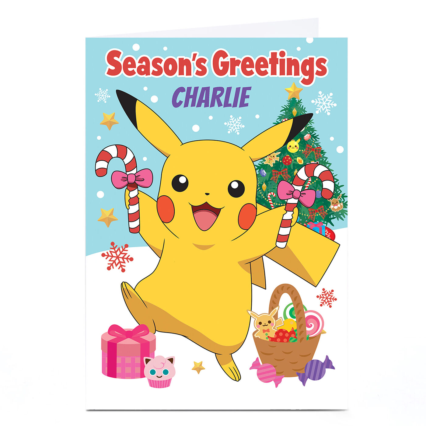 Buy Personalised Pokémon Christmas Card Pikachu Celebrating for GBP 2