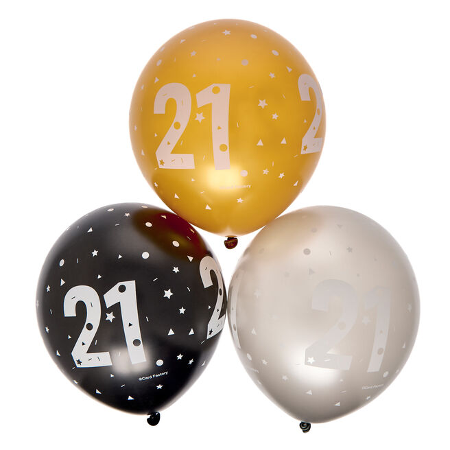 Latex 21st Birthday Balloons - Pack of 6