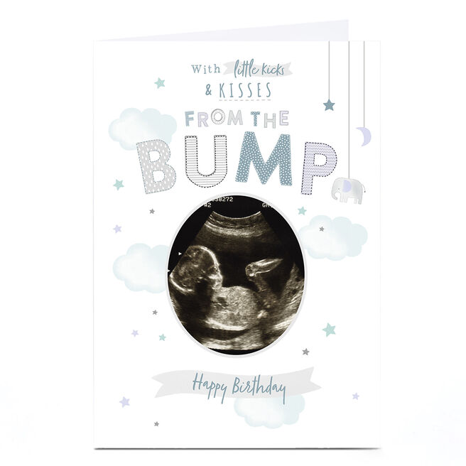 Photo Birthday Card - Kicks & Kisses From the Bump