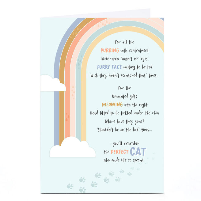 Personalised Sympathy Card - Loss of Your Cat 