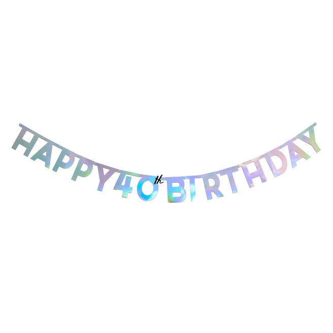 Silver Happy 40th Birthday Letter Banner