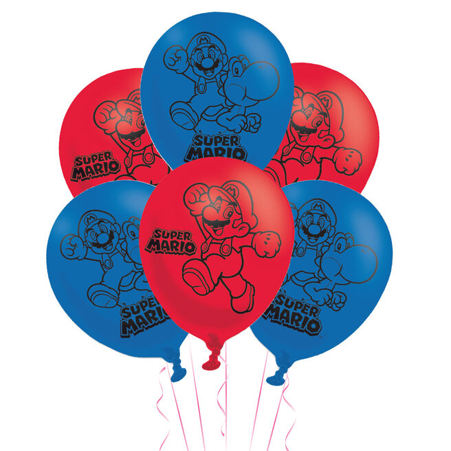 Super Mario 11-Inch Latex Balloons - Pack of 6