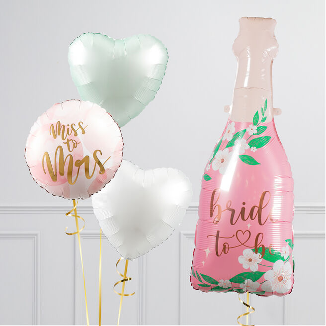 Bride to Be Champagne Supershape Balloon Bouquet - DELIVERED INFLATED!