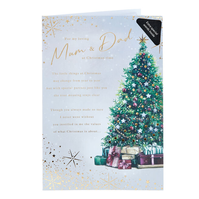 Mum & Dad Classic Tree Christmas Card (Extra Special Words Inside)