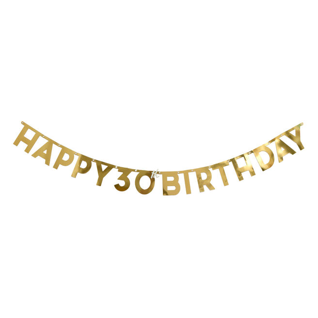 Gold Happy 30th Birthday Letter Banner