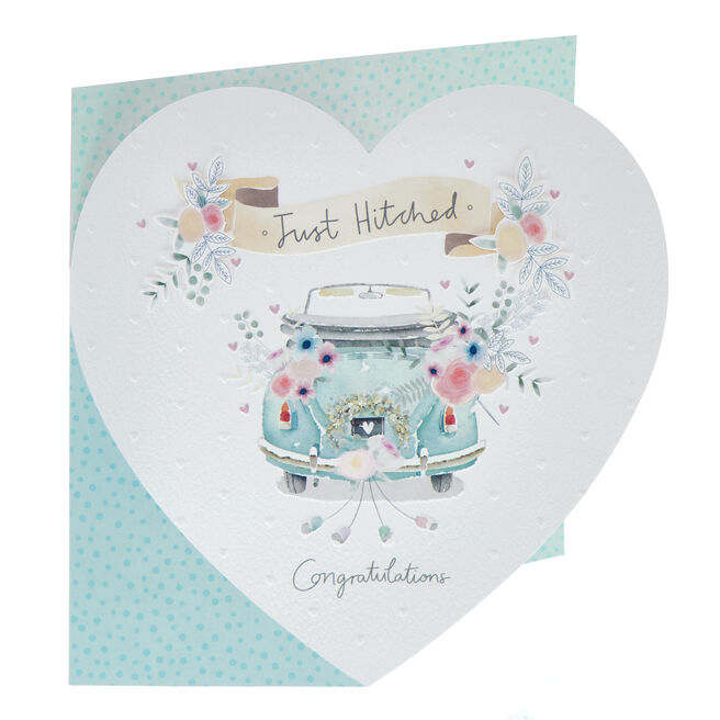 Just Hitched Classic Car Wedding Card