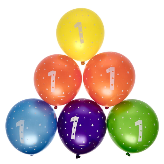 Latex Rainbow 1st Birthday Balloons - Pack of 6
