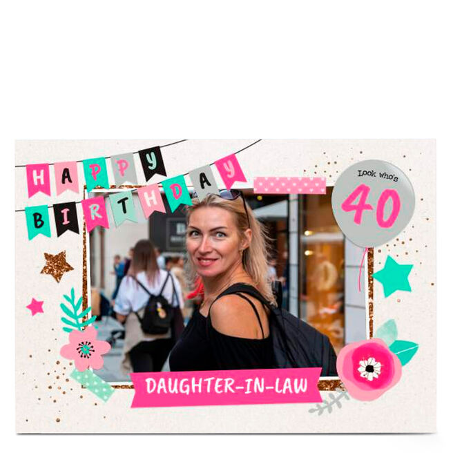 Photo Birthday Card - Happy Birthday Banner, Daughter-in-Law