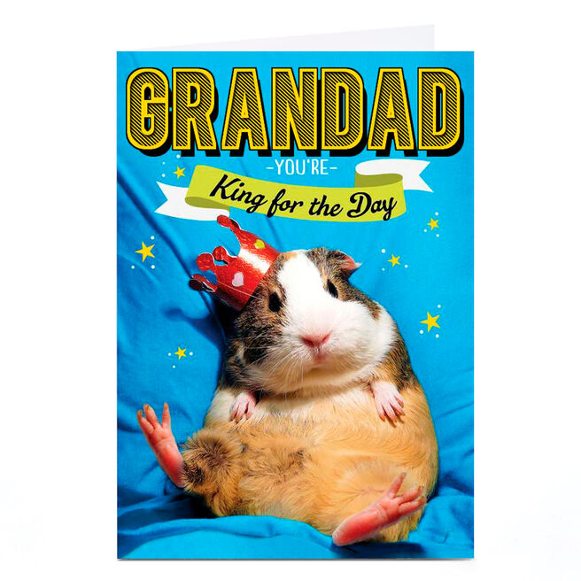 Personalised Birthday Card - Guinea Pig King, Grandad