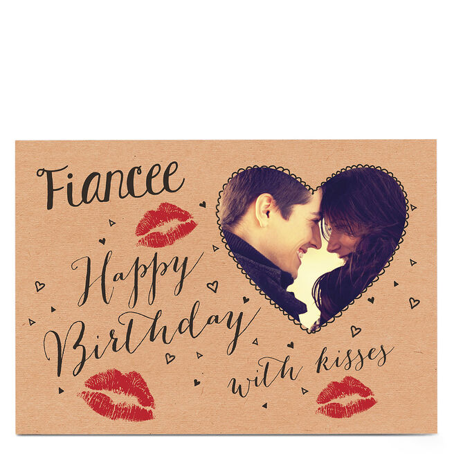 Photo Birthday Card - Lipstick Kisses [Fiancee]