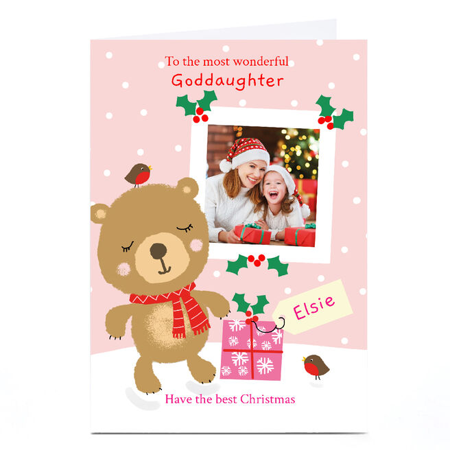Personalised Lindsay Loves To Draw Christmas Card - Wonderful Goddaughter