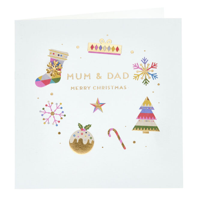 Mum & Dad Festive Icons Christmas Card