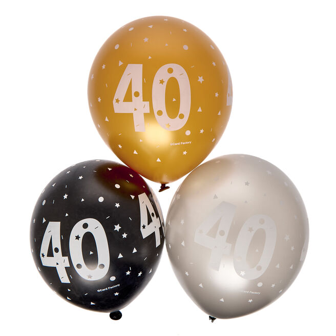 Latex 40th Birthday Balloons - Pack of 6