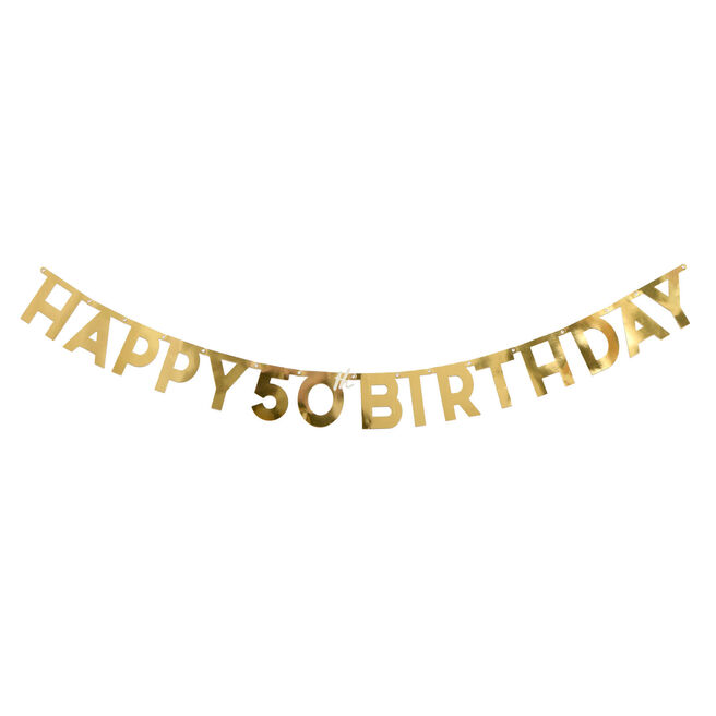 Gold Happy 50th Birthday Letter Banner 