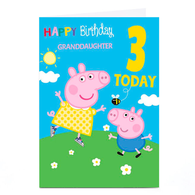 Personalised Birthday Card - Peppa Pig Granddaughter, Age 3