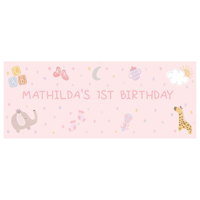 Baby Pink Personalised Party Banner