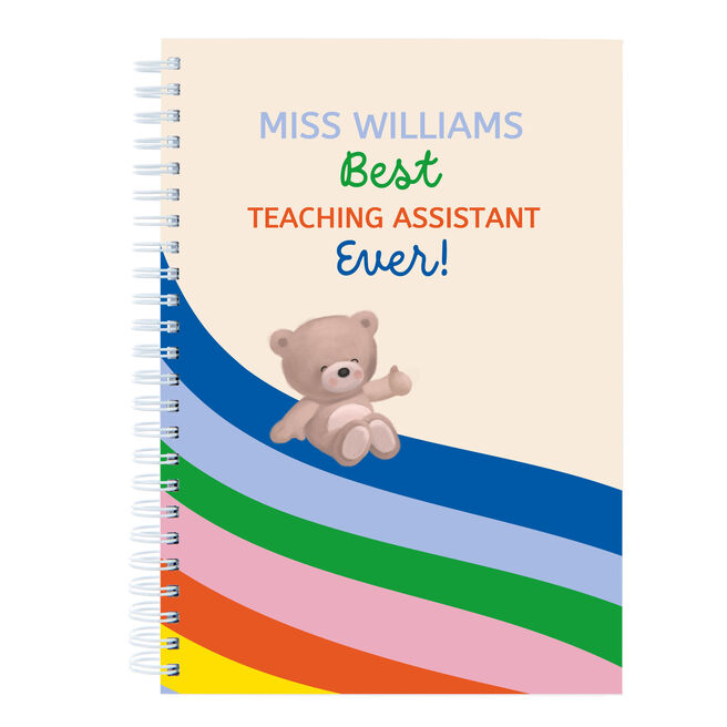 Personalised Hugs Thank You Teacher Notebook - Rainbow Wave