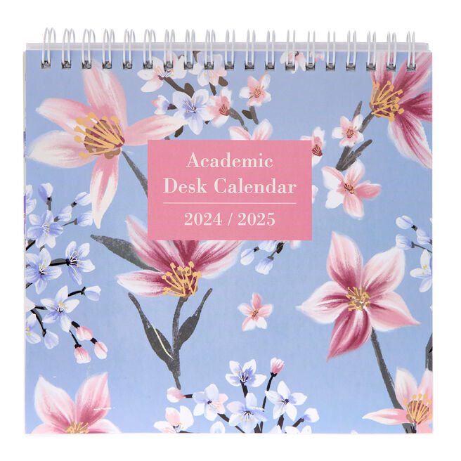 Floral Academic Desk Calendar 2024/25