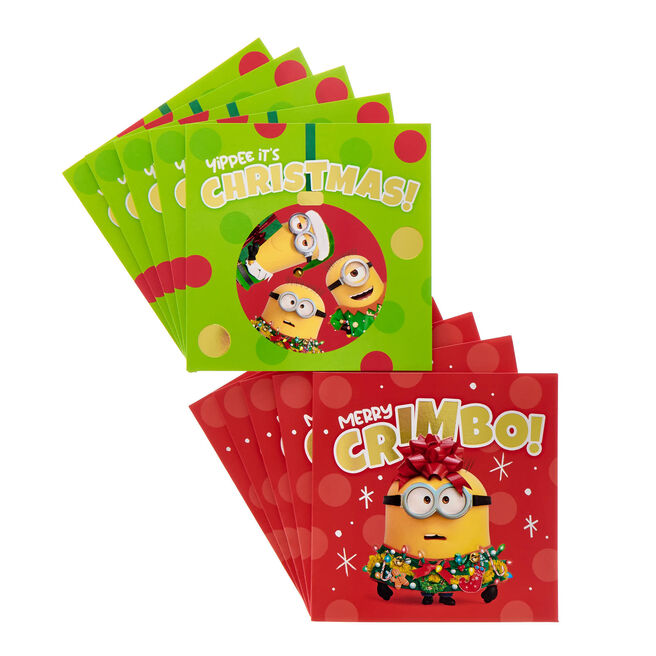 Minions Christmas Cards - Pack of 12 (2 Designs)