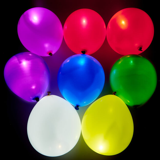 Latex Illooms Assorted Colours Light-Up Balloons - Pack of 15