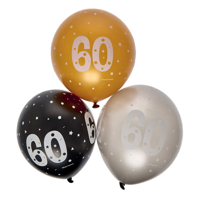 Latex 60th Birthday Balloons - Pack of 6