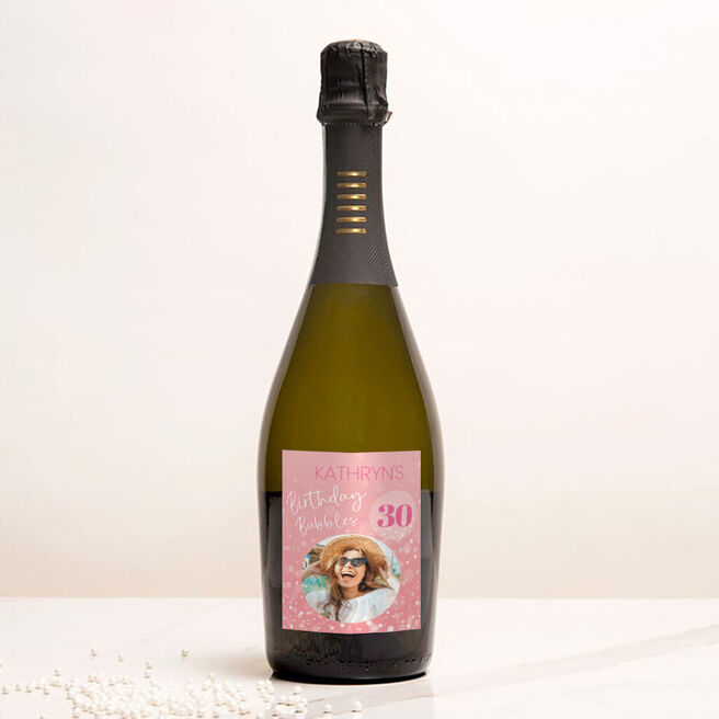 Personalised Pink Photo Happy Birthday Prosecco