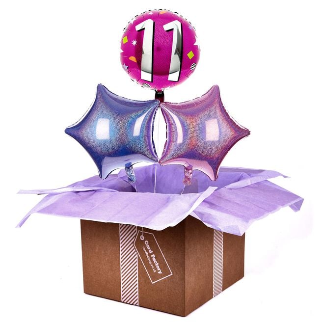 Pink & Silver 11th Birthday Balloon Bouquet - DELIVERED INFLATED!