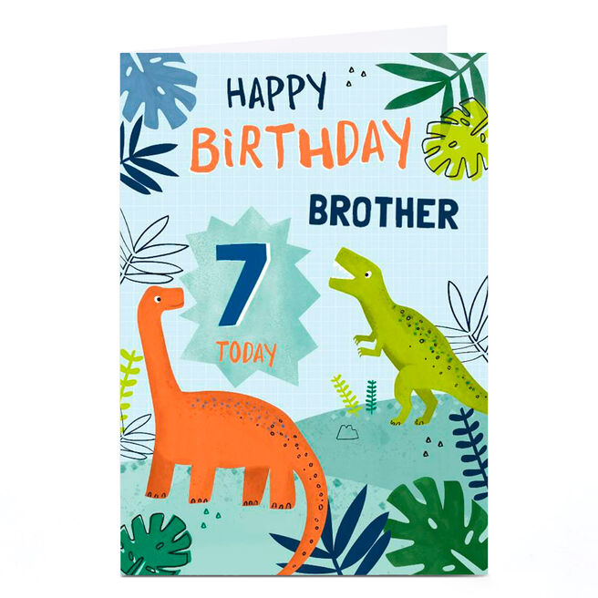 Personalised Birthday Card - Dinosaurs Brother, Any Age