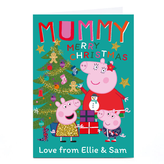 Personalised Peppa Pig Christmas Card - Tree Decorating, Mummy