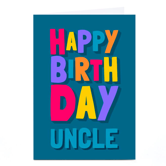 Personalised Birthday Card - Colourful Letters, Uncle