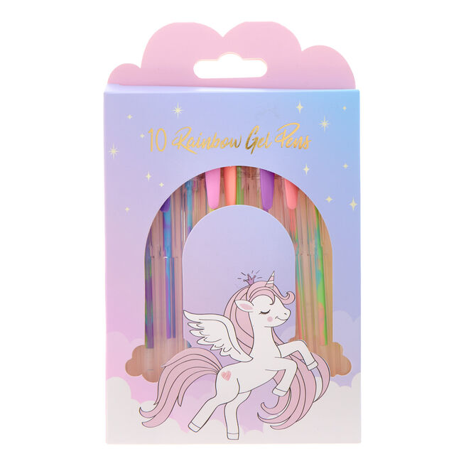Unicorn Rainbow Gel Pens - Pack of 10