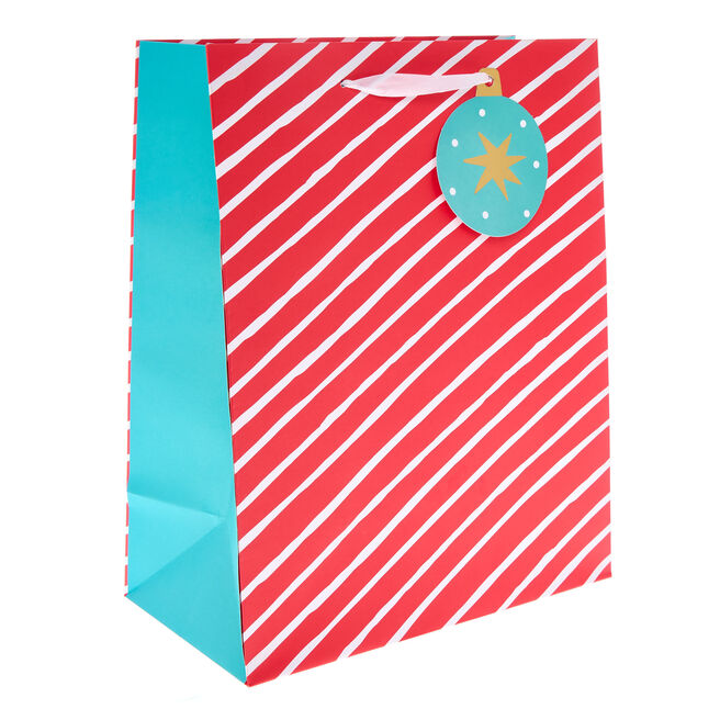 Candy Stripe Large Portrait Christmas Gift Bag