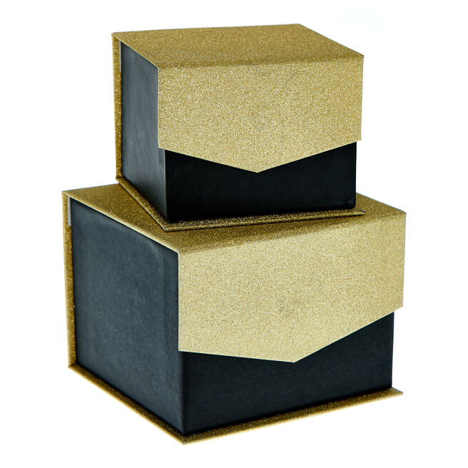 Black & Gold Jewellery Gift Boxes - Set Of 2