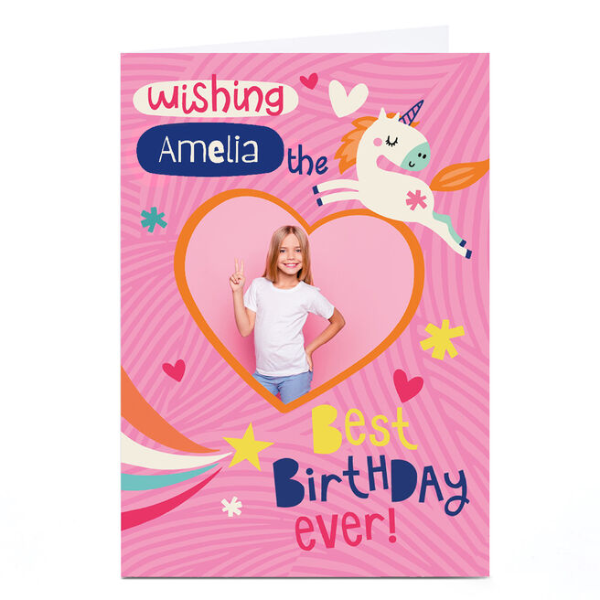 Photo Bev Hopwood Birthday Card - Unicorn Heart Best Birthday Ever
