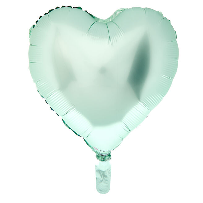Silk Lustre heart Mint Green 18-Inch Foil Helium Balloon