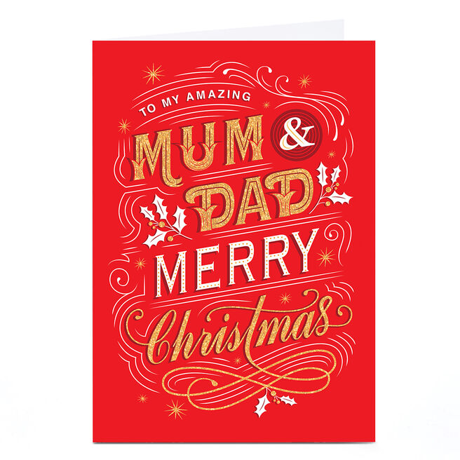 Personalised Dalia Clark Christmas Card - Amazing Mum & Dad