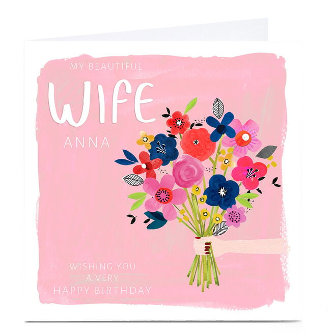 Personalised Kerry Spurling Birthday Card - Flowers, Wife