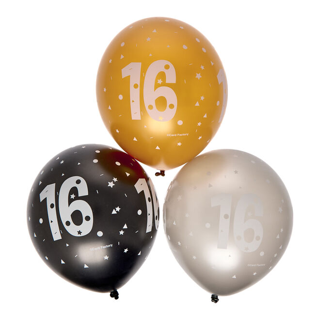 Latex 16th Birthday Balloons - Pack of 6